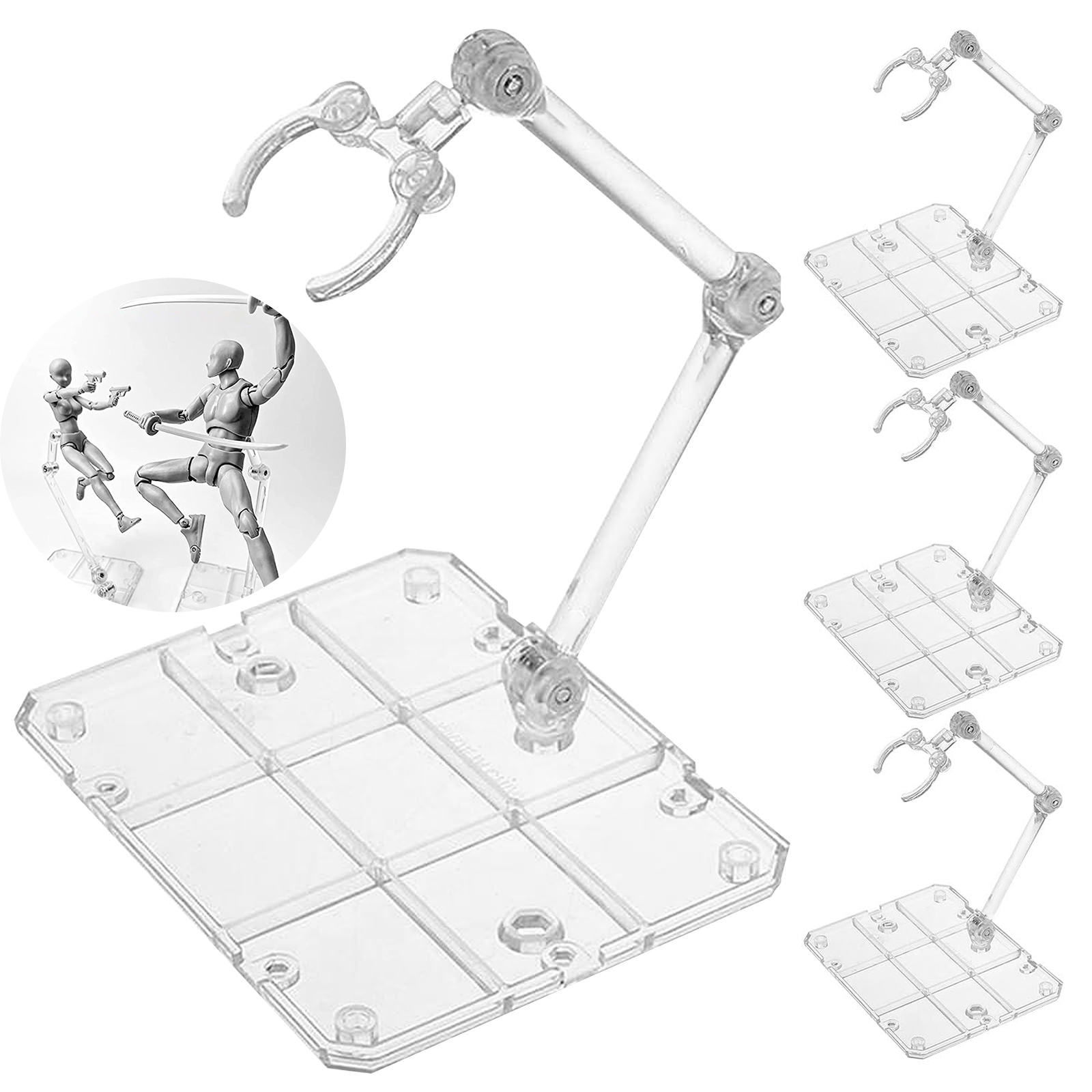 Model Kit Rg - Supporto per action figure trasparente, supporto